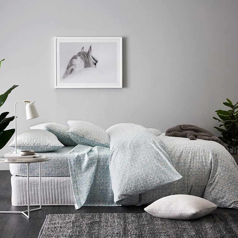 Maze Flannelette Quilt Cover Set Blue
