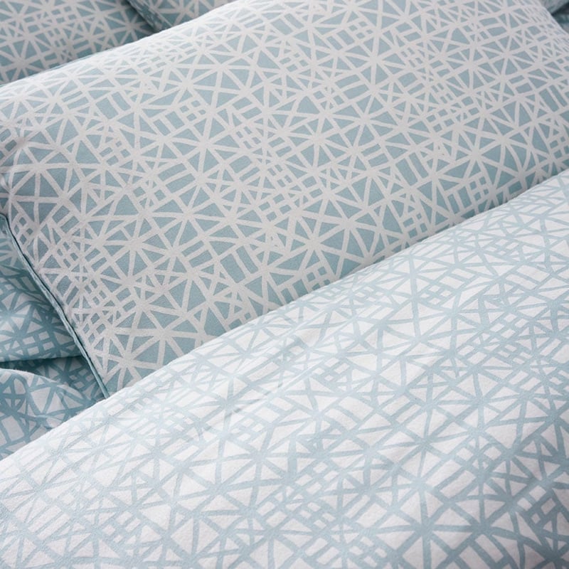 Maze Flannelette Quilt Cover Set Blue