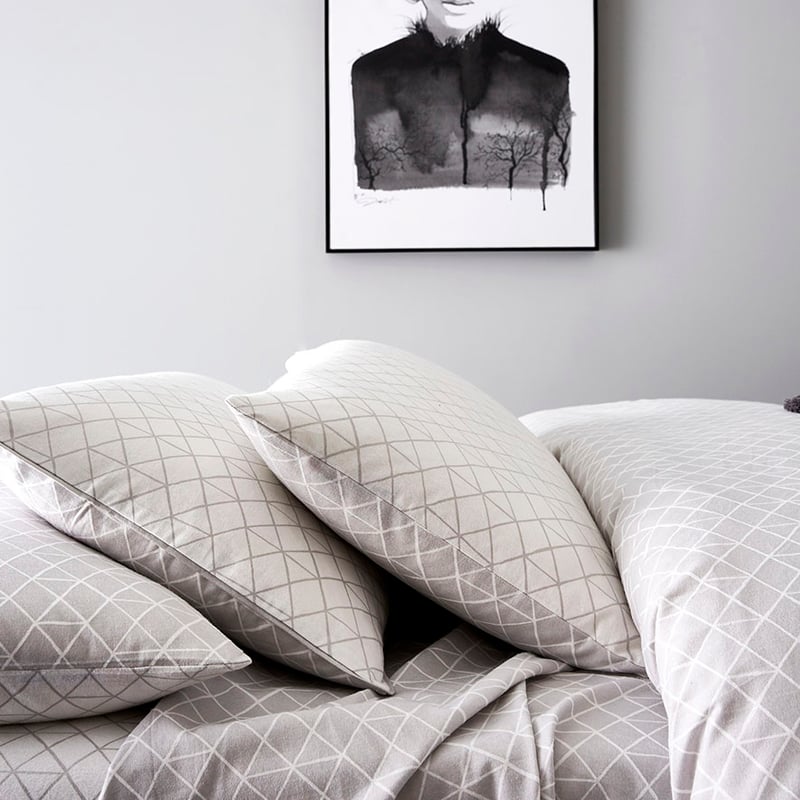 Hex Flannelette Quilt Cover Set Grey