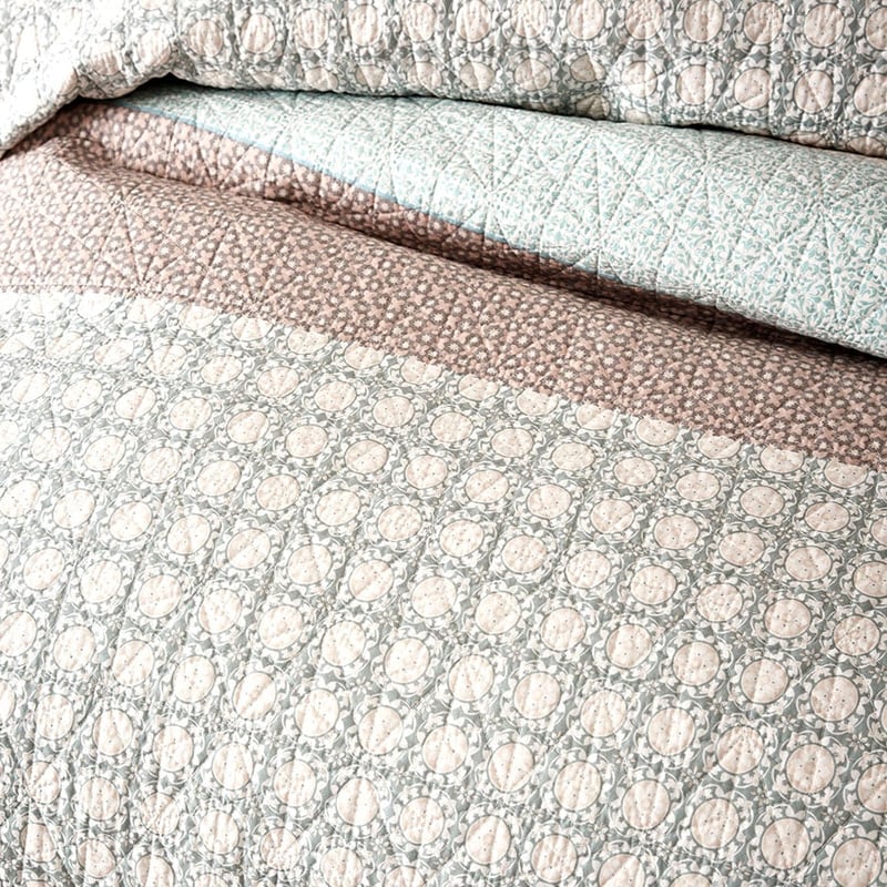 Anka Quilted Quilt Cover Pink Blue