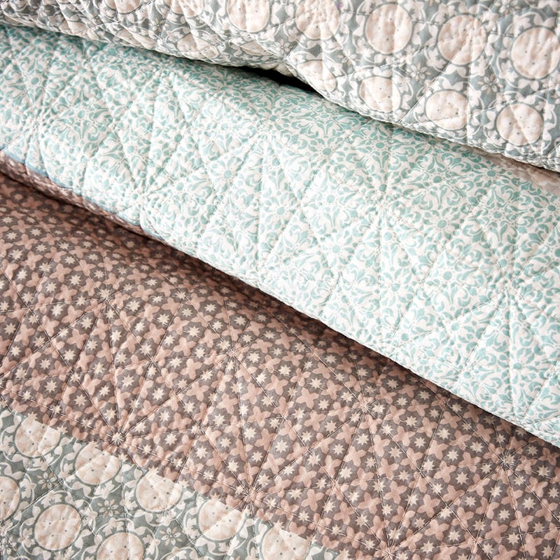 Anka Quilted Quilt Cover Pink Blue