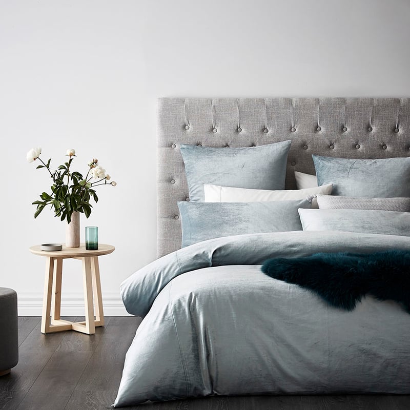 Luxe Velvet Quilt Cover Stone Duck Egg