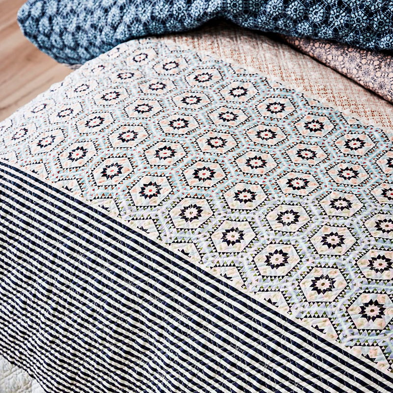 Safi Quilted Pink and Blue Quilt Cover