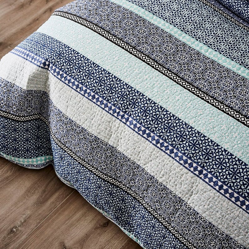 Kennedy Quilted Quilt Cover Blue