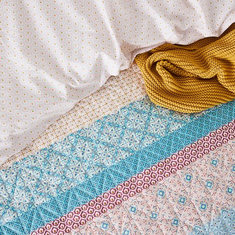Jewel Quilted Quilt Cover Blue