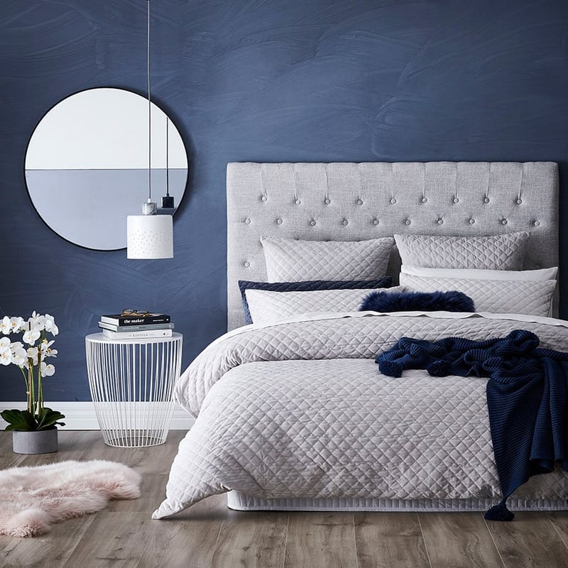 Blake Quilted Velvet Quilt Cover Cloud