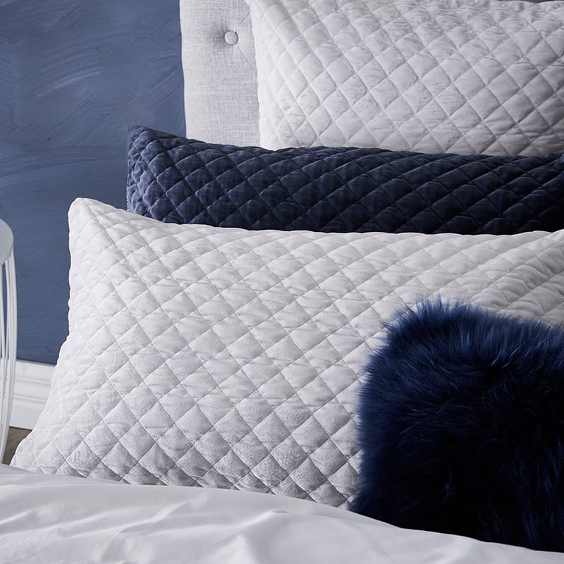 Blake Quilted Velvet Quilt Cover Cloud