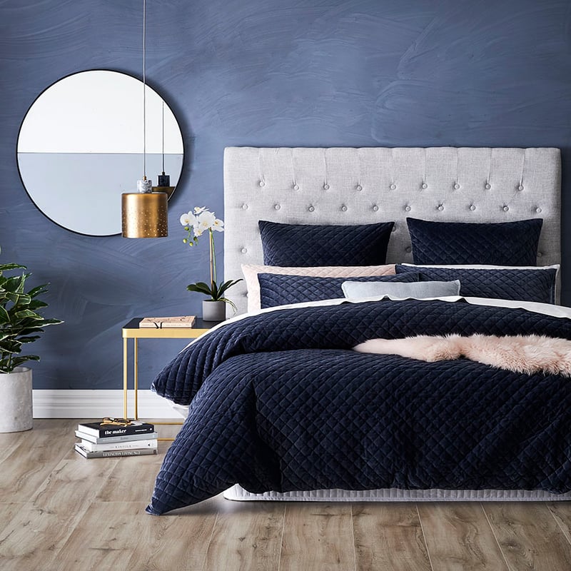 Blake Quilted Velvet Quilt Cover Peacock