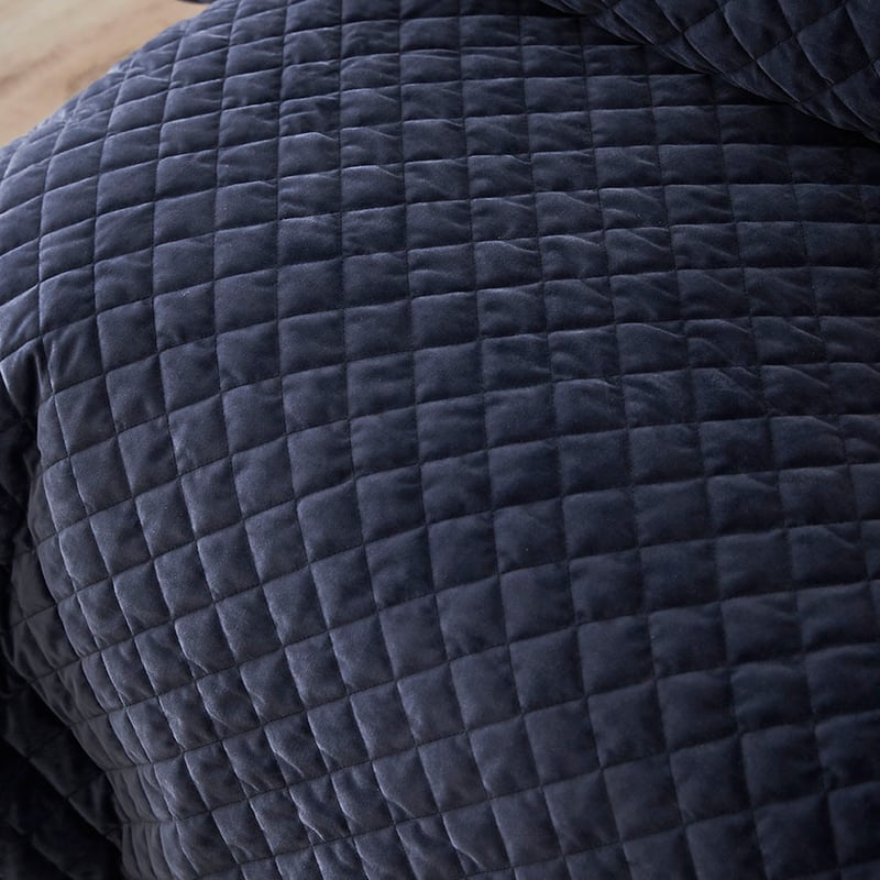 Blake Quilted Velvet Quilt Cover Peacock