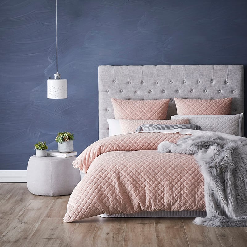 Blake Quilted Velvet Quilt Cover Pink