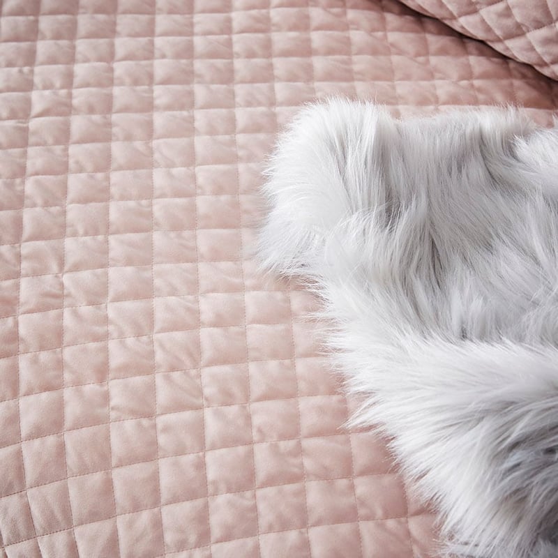 Blake Quilted Velvet Quilt Cover Pink