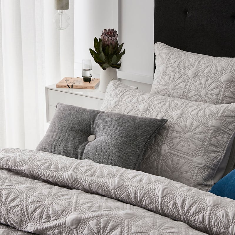 Meadow Quilted Silver Quilt Cover