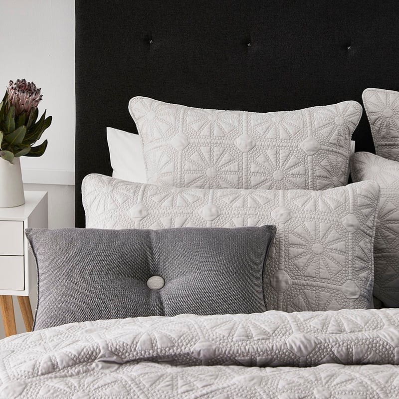 Meadow Quilted Silver Quilt Cover