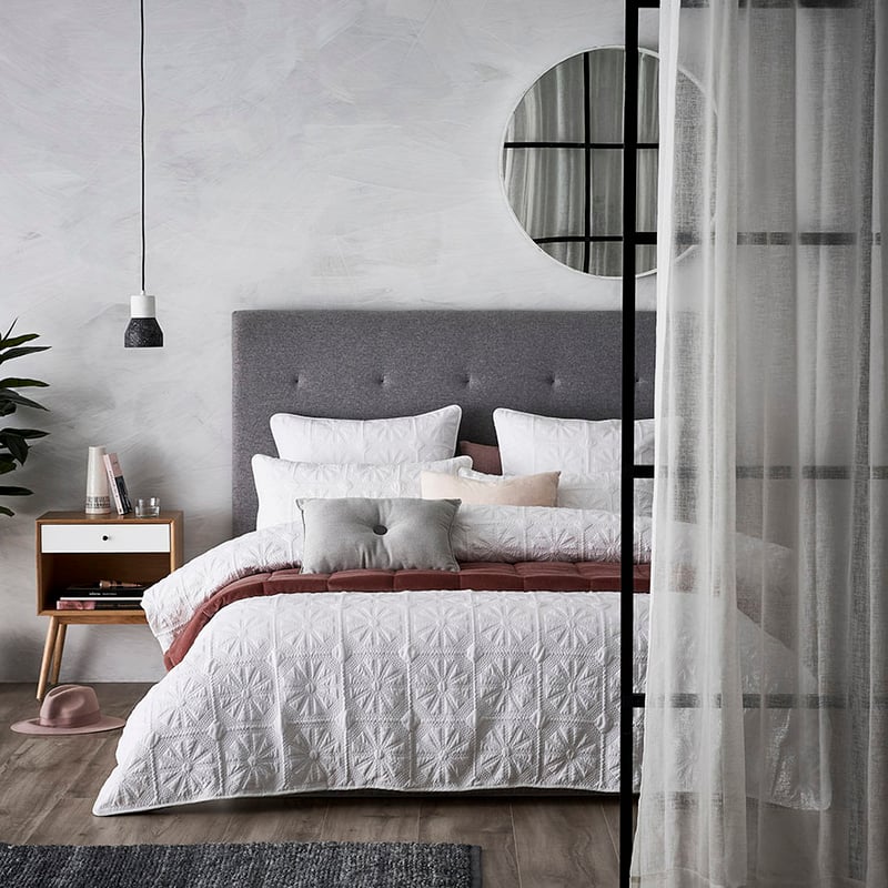 Meadow Quilted White Quilt Cover