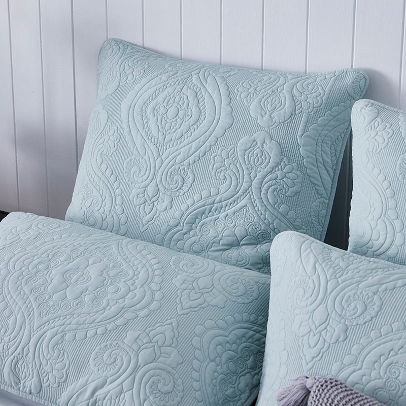 Abigail Quilted Quilt Cover Misty Blue