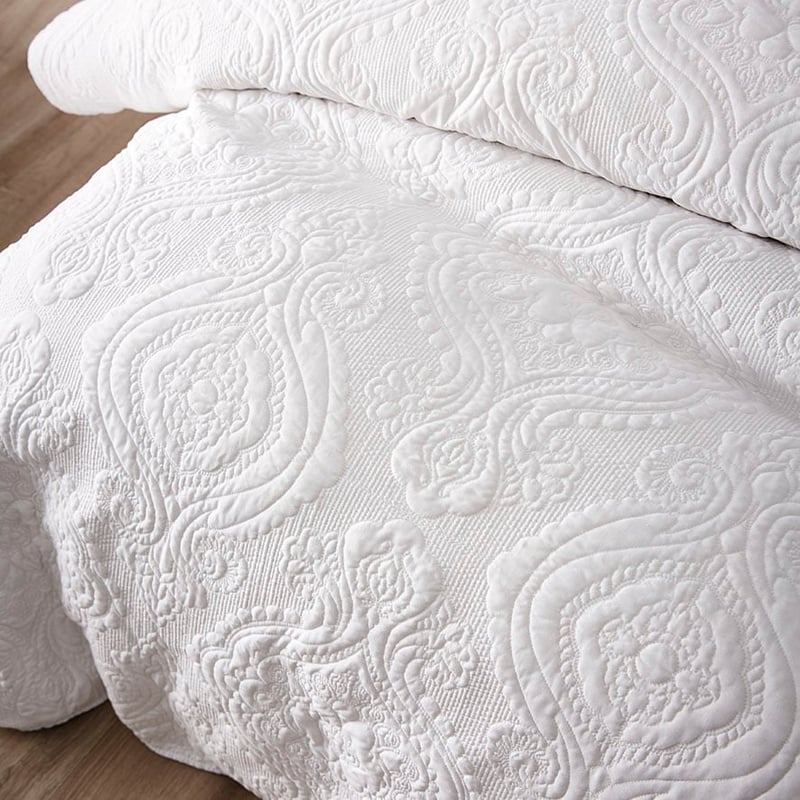 Abigail Quilted Quilt Cover White