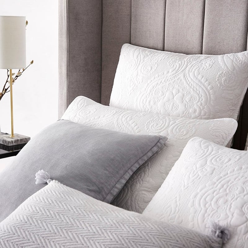 Abigail Quilted Quilt Cover White