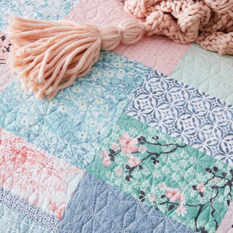 Wabi Sabi Quilted Sage Quilt Cover