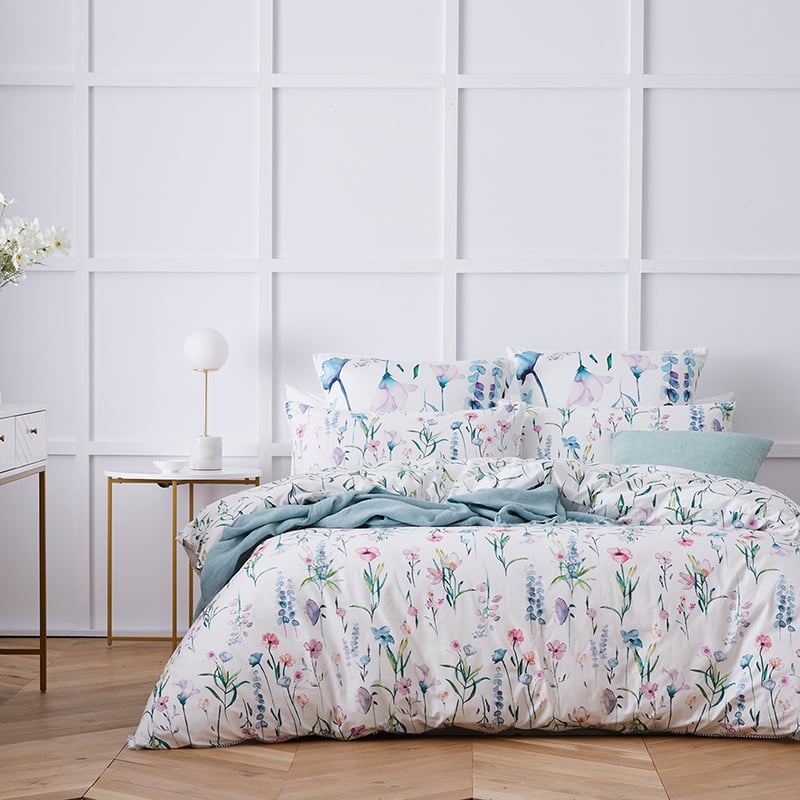 Wild Flower Quilt Cover Set White