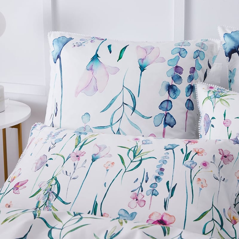 Wild Flower Quilt Cover Set White