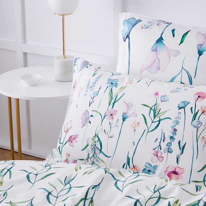 Wild Flower Quilt Cover Set White