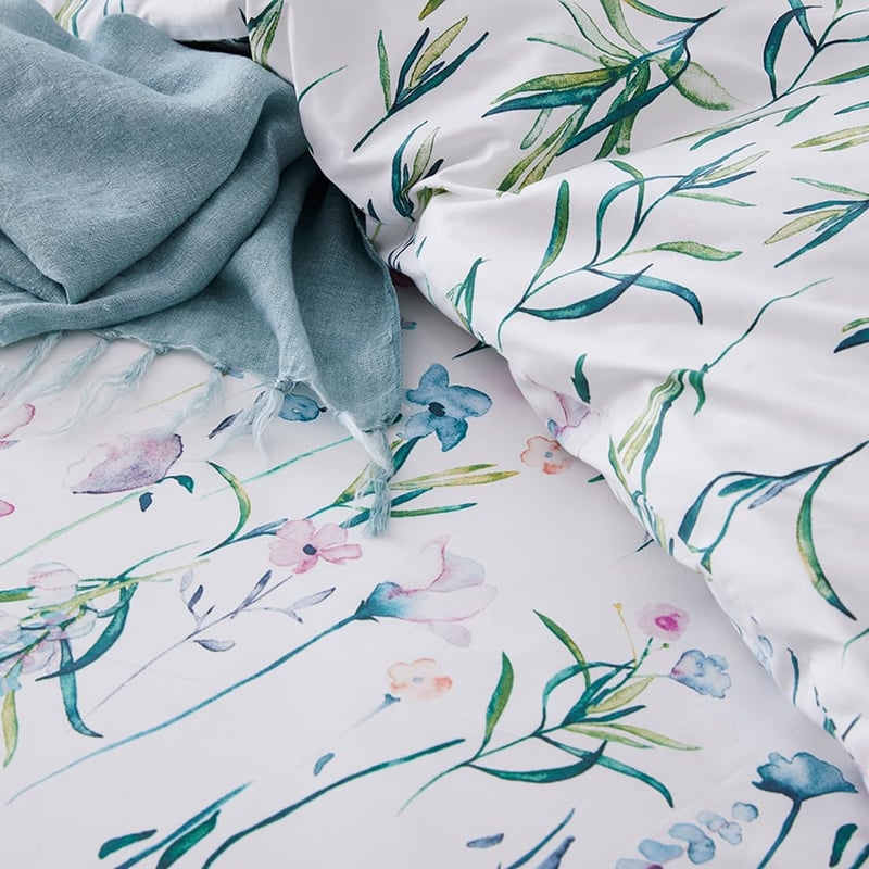 Wild Flower Quilt Cover Set White