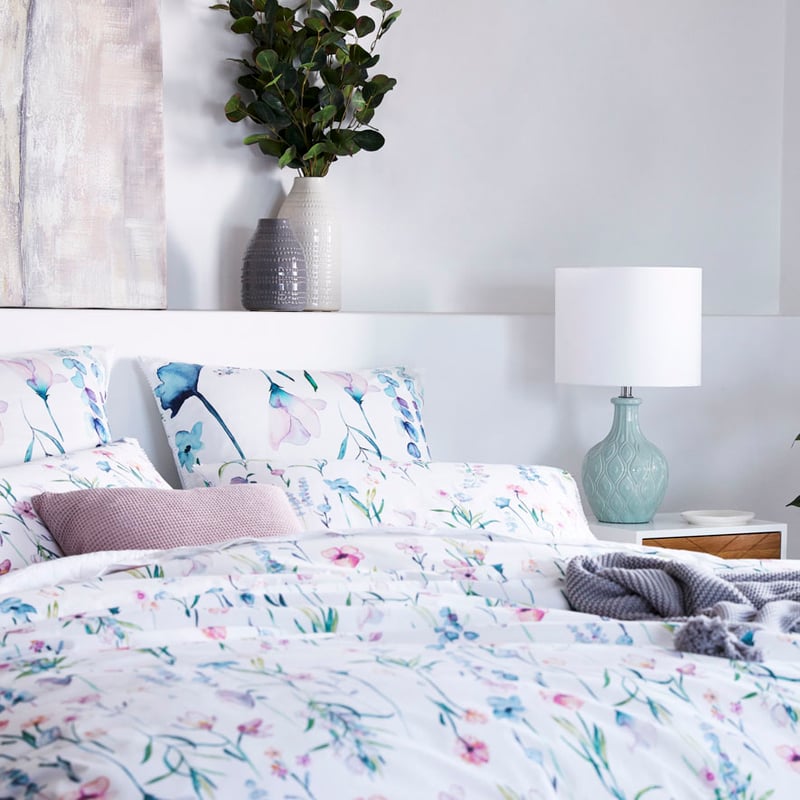 Wild Flower Quilt Cover Set White