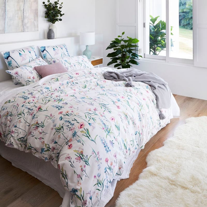 Wild Flower Quilt Cover Set White