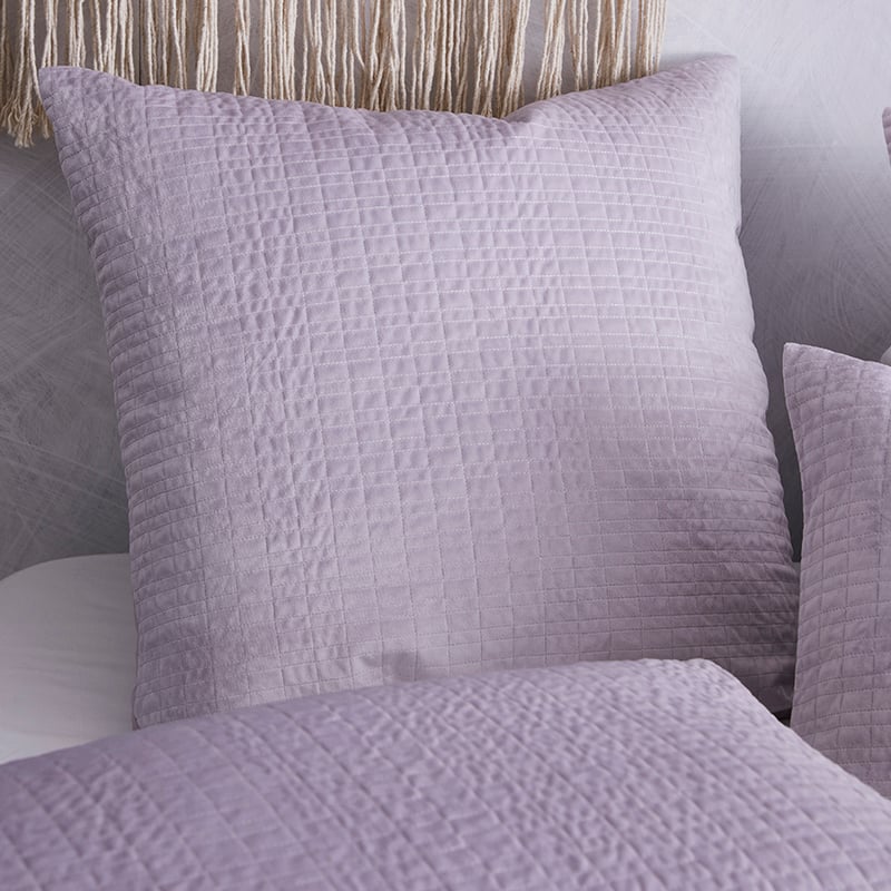 Luna Quilted Velvet Quilt Cover Lilac