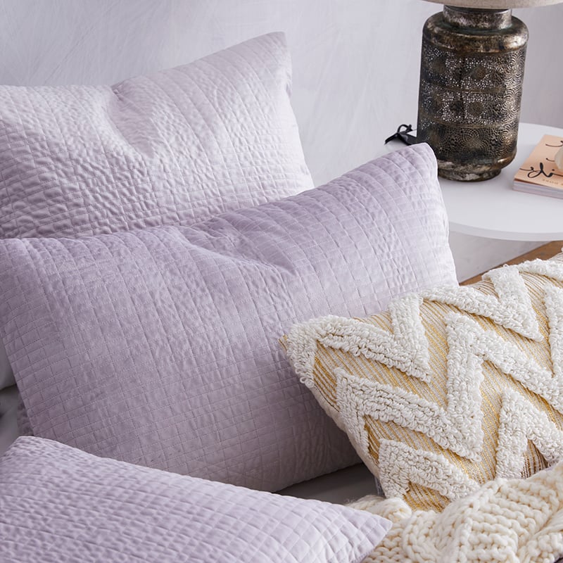 Luna Quilted Velvet Quilt Cover Lilac