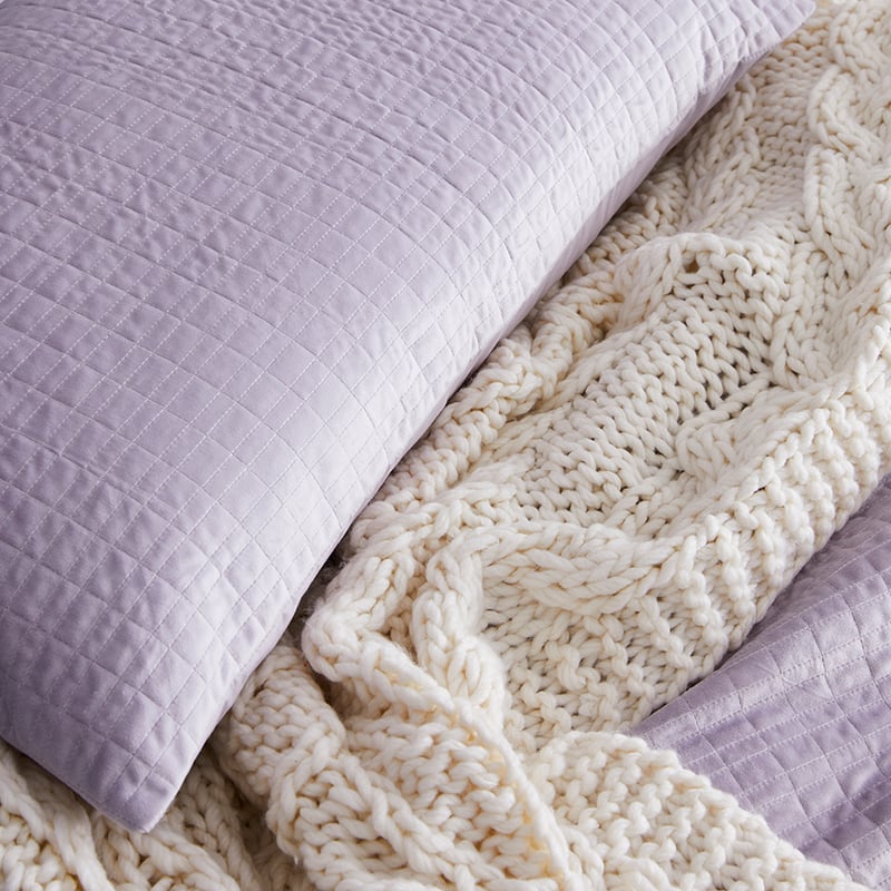 Luna Quilted Velvet Quilt Cover Lilac
