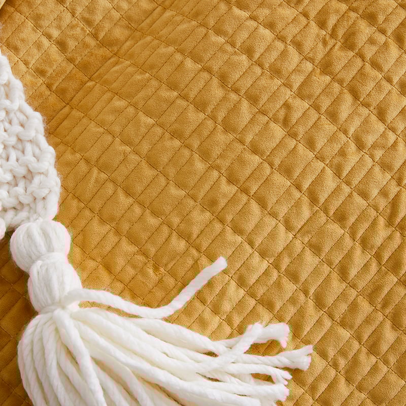 Luna Quilted Velvet Quilt Cover Mustard