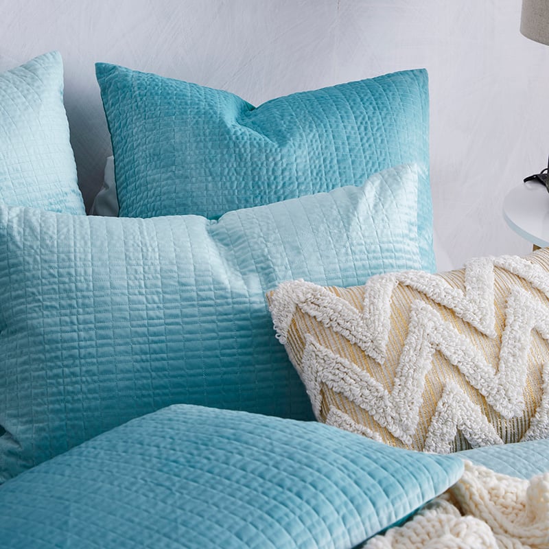 Luna Quilted Velvet Quilt Cover Teal