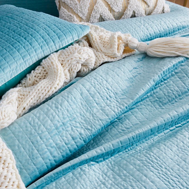 Luna Quilted Velvet Quilt Cover Teal