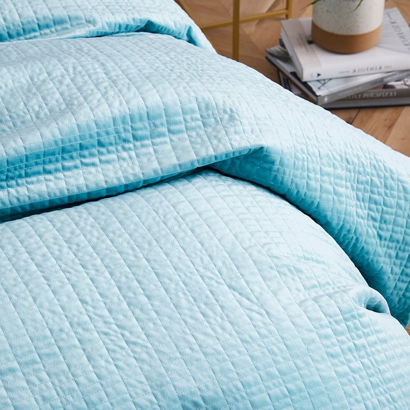 Luna Quilted Velvet Quilt Cover Teal