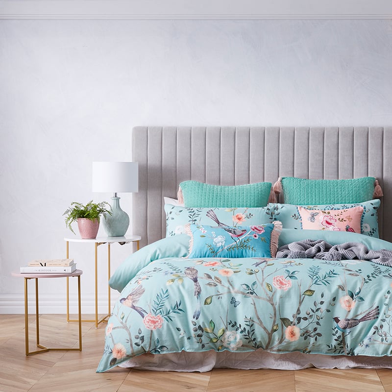 Chinoiserie Quilt Cover Set Duck Egg