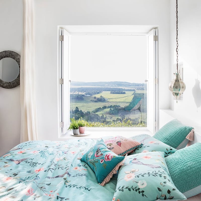 Chinoiserie Quilt Cover Set Duck Egg