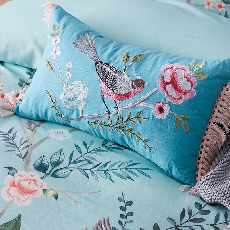 Chinoiserie Quilt Cover Set Duck Egg