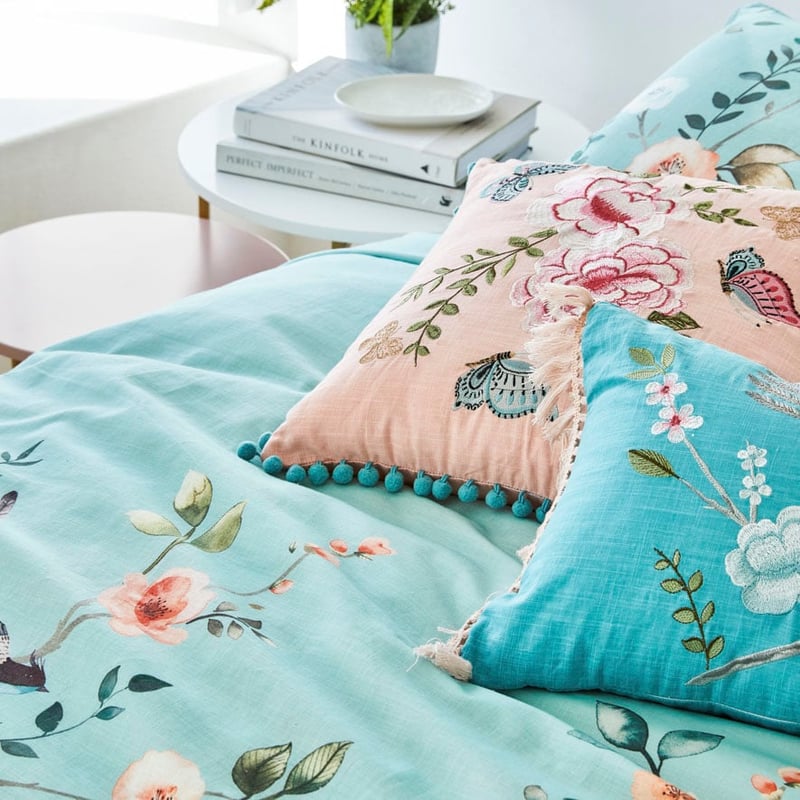 Chinoiserie Quilt Cover Set Duck Egg