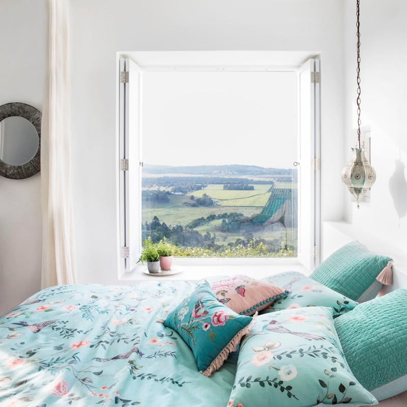 Chinoiserie Quilt Cover Set Duck Egg