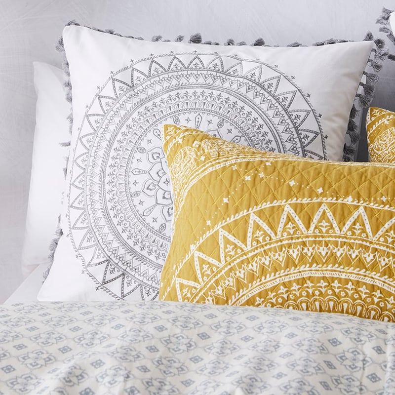 Mandala Quilted Quilt Cover Mustard
