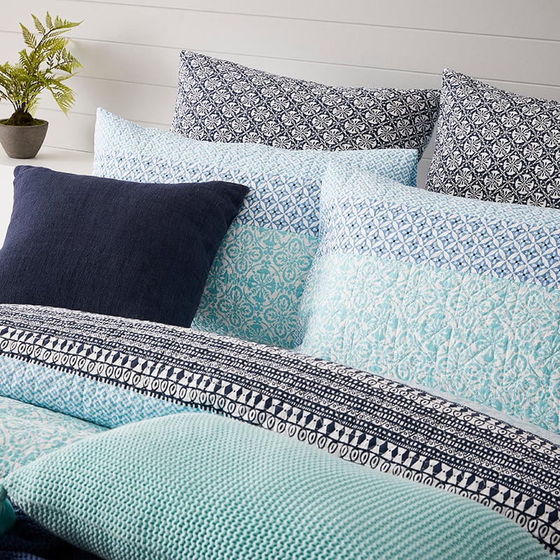 Treviso Quilted Ocean Quilt Cover