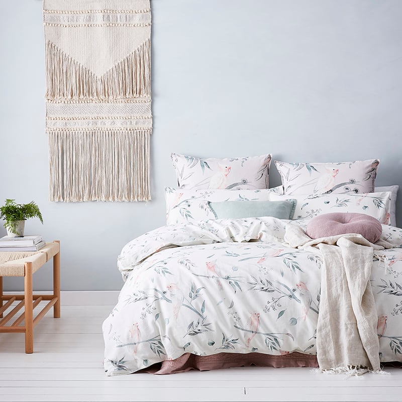 Cockatoo Quilt Cover Set White