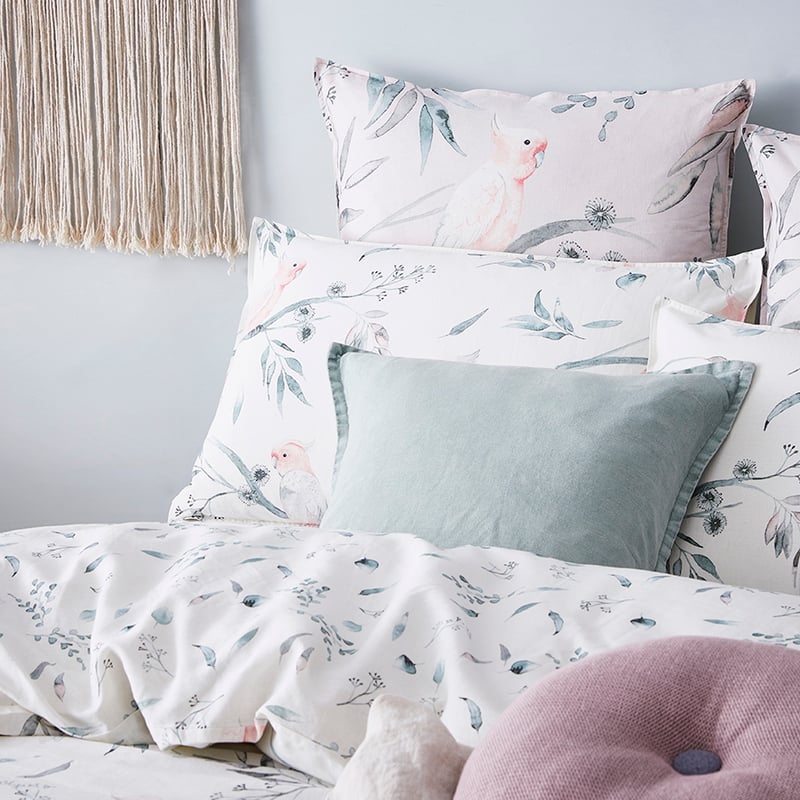 Cockatoo Quilt Cover Set White