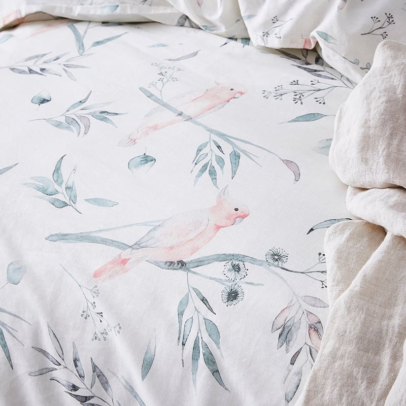 Cockatoo Quilt Cover Set White