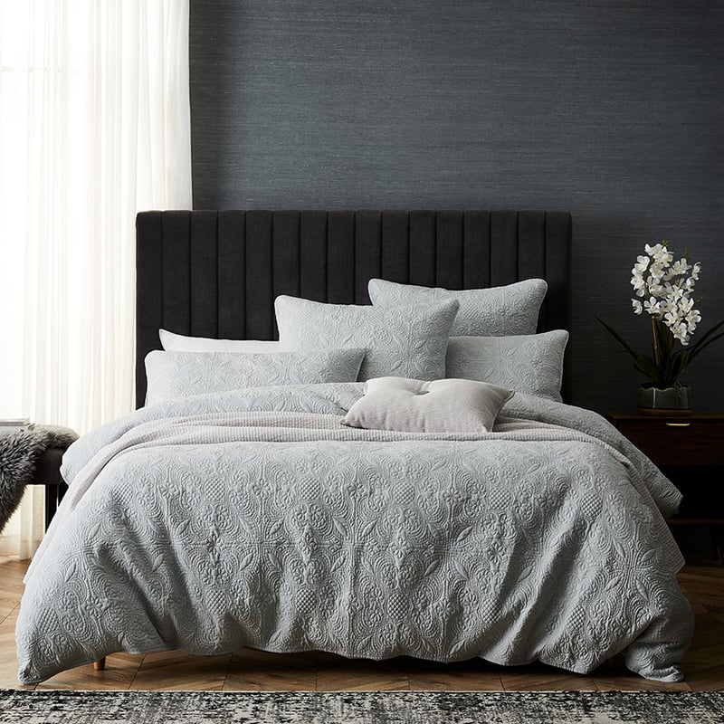 Sophia Quilted Quilt Cover Silver Blue