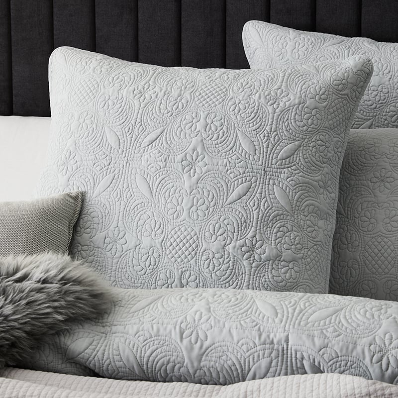 Sophia Quilted Quilt Cover Silver Blue