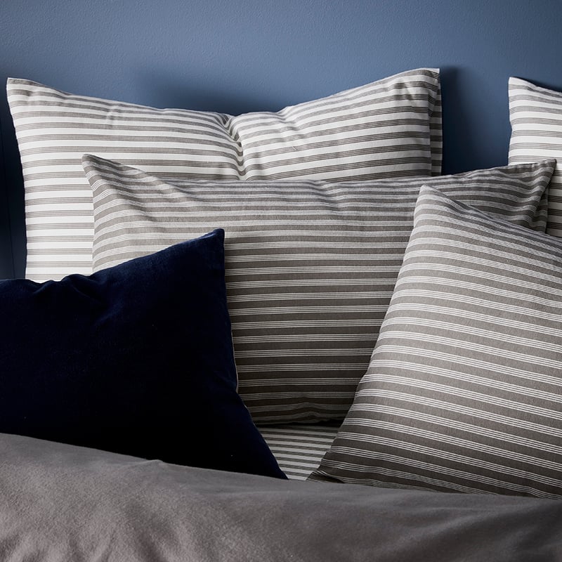 Stripe Flannelette Coal Quilt Cover