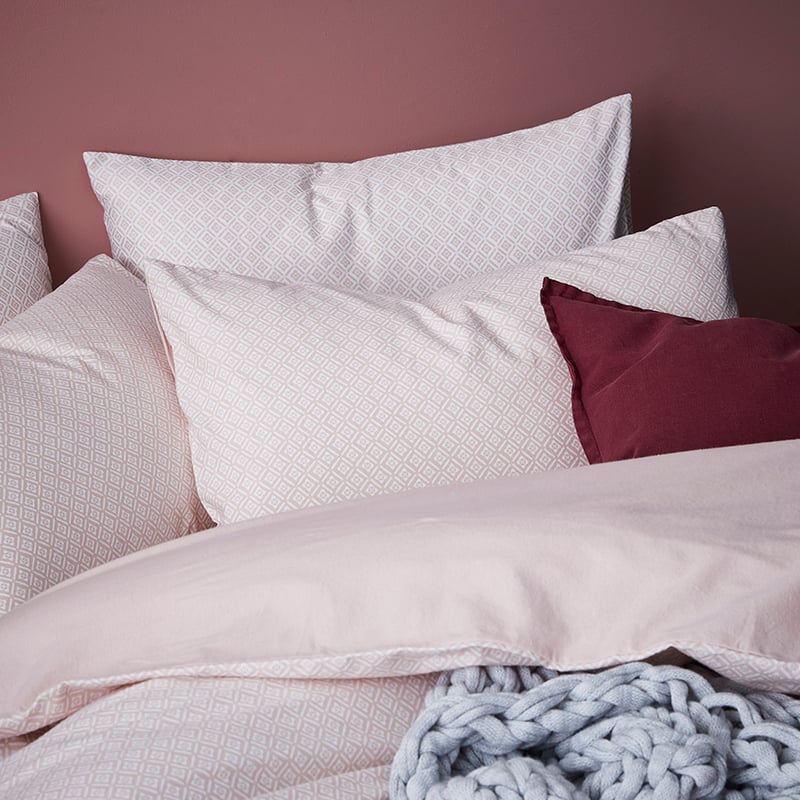 Tile Flannelette Quilt Cover Set Blush