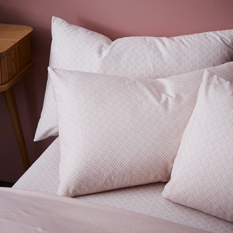 Tile Flannelette Quilt Cover Set Blush